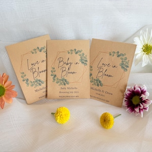 Love in Bloom Seed Packet Favors, Custom Personalized Wedding Favors, Flower Seed Envelopes, Eucalyptus Wedding Favor