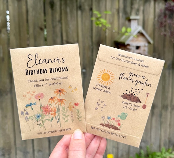 Birthday Bloom Kids Party Wildflower Seeds - Bulk Class Favor Customizable