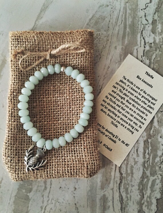 Thistle Charm Blue Amazonite Faceted Natural Stone Beaded Etsy
