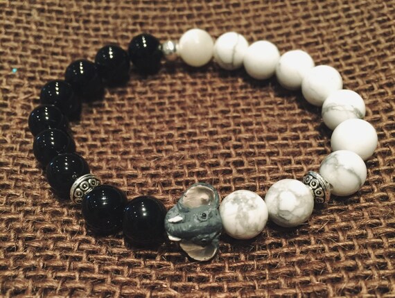 Elephant Natural Stone Bracelet Stone Beads Bracelet Beaded Etsy