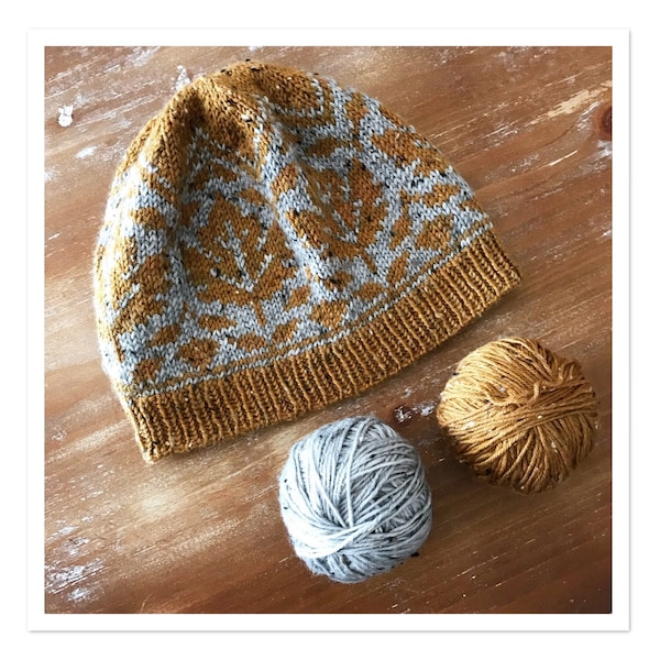 Love Autumn Hat PATTERN, knitting pattern, knitted hat pattern, colorwork hat pattern, beanie pattern, instant download pdf