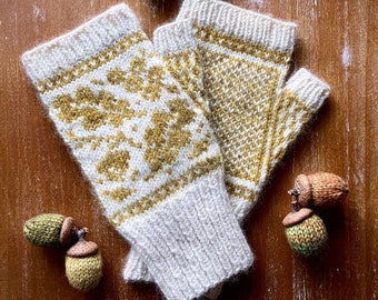 Oaktober Mitts, knitting pattern, mitt pattern, knit pattern, autumn knits, autumn mitts, fall pattern