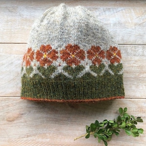 Let Love Grow Hat knitting PATTERN, knit hat pattern, knit pattern, colorwork beanie pattern, toque pattern, instant download pdf