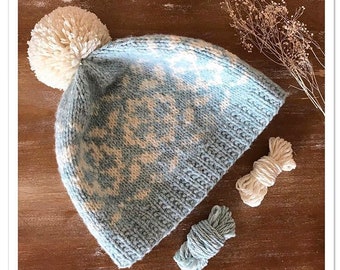 When in Rome hat knitting pattern, knit hat pattern, knit pattern, beanie pattern, stranded colorwork hat pattern, instant download pdf