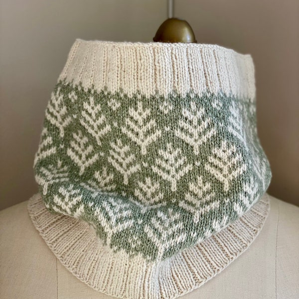 Beautiful BC Cowl pattern, knitted cowl pattern, knit cowl pattern, colorwork pattern, diy instructions, instant download pdf