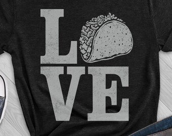 Herren Kurzarm Taco Shirt, Taco Liebhaber Shirt, ich liebe Tacos Shirt für Männer, lustiges Taco Shirt, Taco Dienstag Shirt, Geschenk für Taco Liebhaber
