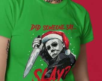 Camiseta navideña de terror y asesino