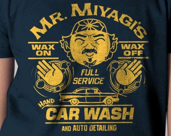 Retro Miyagi&#39;s Car Wash Shirt, Wax On Wax Off T-Shirt, Funny Car Wash Shirt, Karate Shirts, Martial Arts T-Shirt For Men, Funny Gym Shirts
