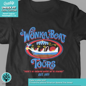 New Wonka Boat Tours Chocolate Factory Funny Logo Youth Kids Shirt and Toddler Willy Wonka Shirt Sizes image 2