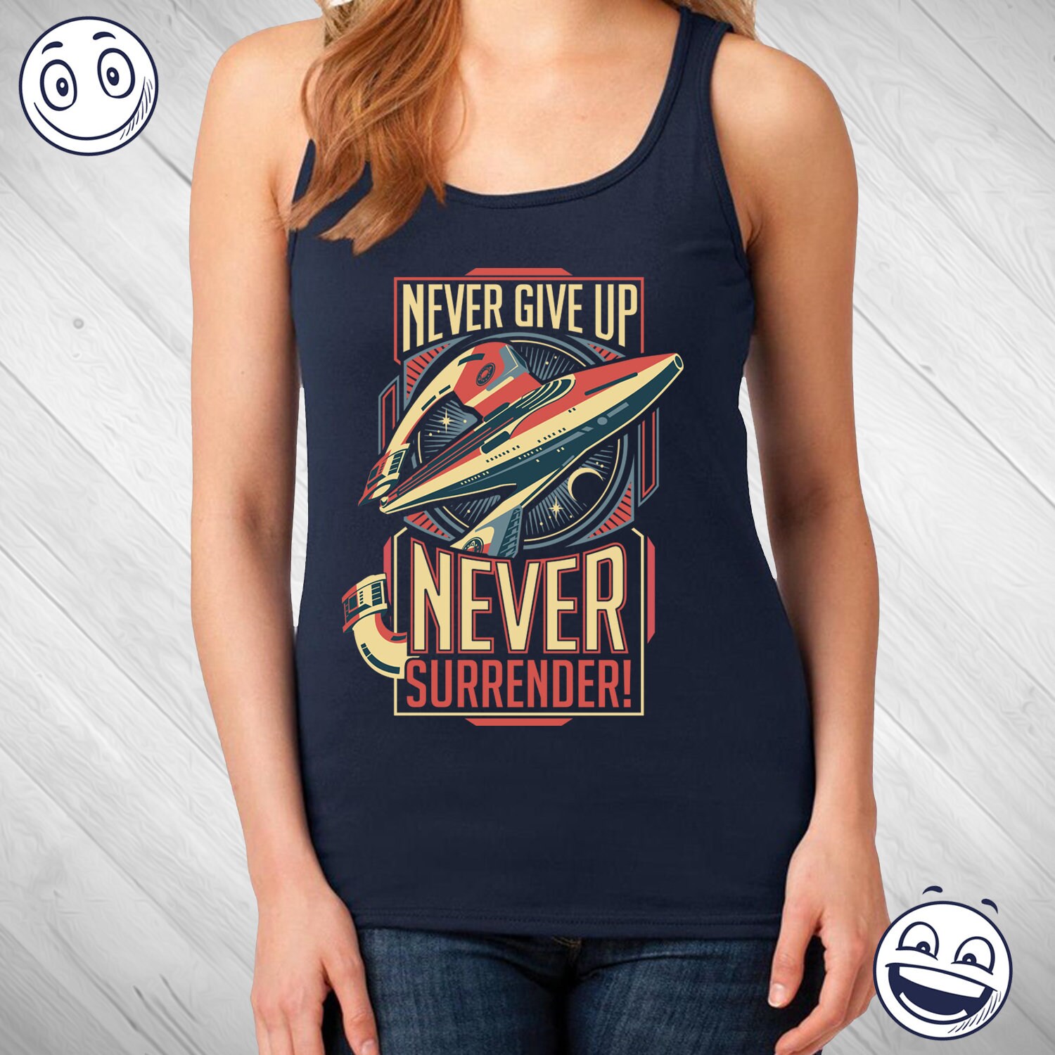 Never Give up Never Surrender Inspirational Quote Tshirt Sci Etsy