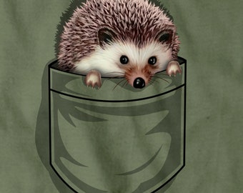 Pocket Hedgehog T-Shirt, Cute Animal Graphic Tee