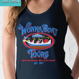 New Chocolate Factory Boat Tours Ladies Tank Top Movie Logo T-Shirt Funny Retro Movie Adult Women Tanks Shirt Sizes image 2