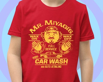 Miyagi's Car Wash Shirt, Wax On Wax Off T-Shirt, Karate Shirt, 80's Shirts, Martial Arts T-Shirt For Kids, Funny Gym Shirts