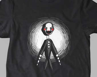 Scary Puppet Video Game Shirt Gaming Tee for Video Game Lovers Scary Horror Themed T-Shirt Mens and Ladies  Unisex Adult Sizes Black