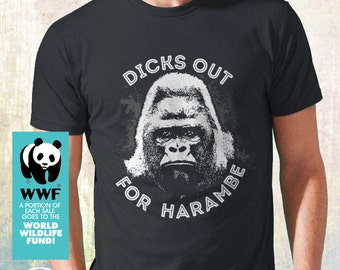 New Dicks Out For Harambe Shirt Gorilla Meme Funny Shirt Cotton Jersey Mens and Ladies Womens T-Shirt Unisex Adult Sizes