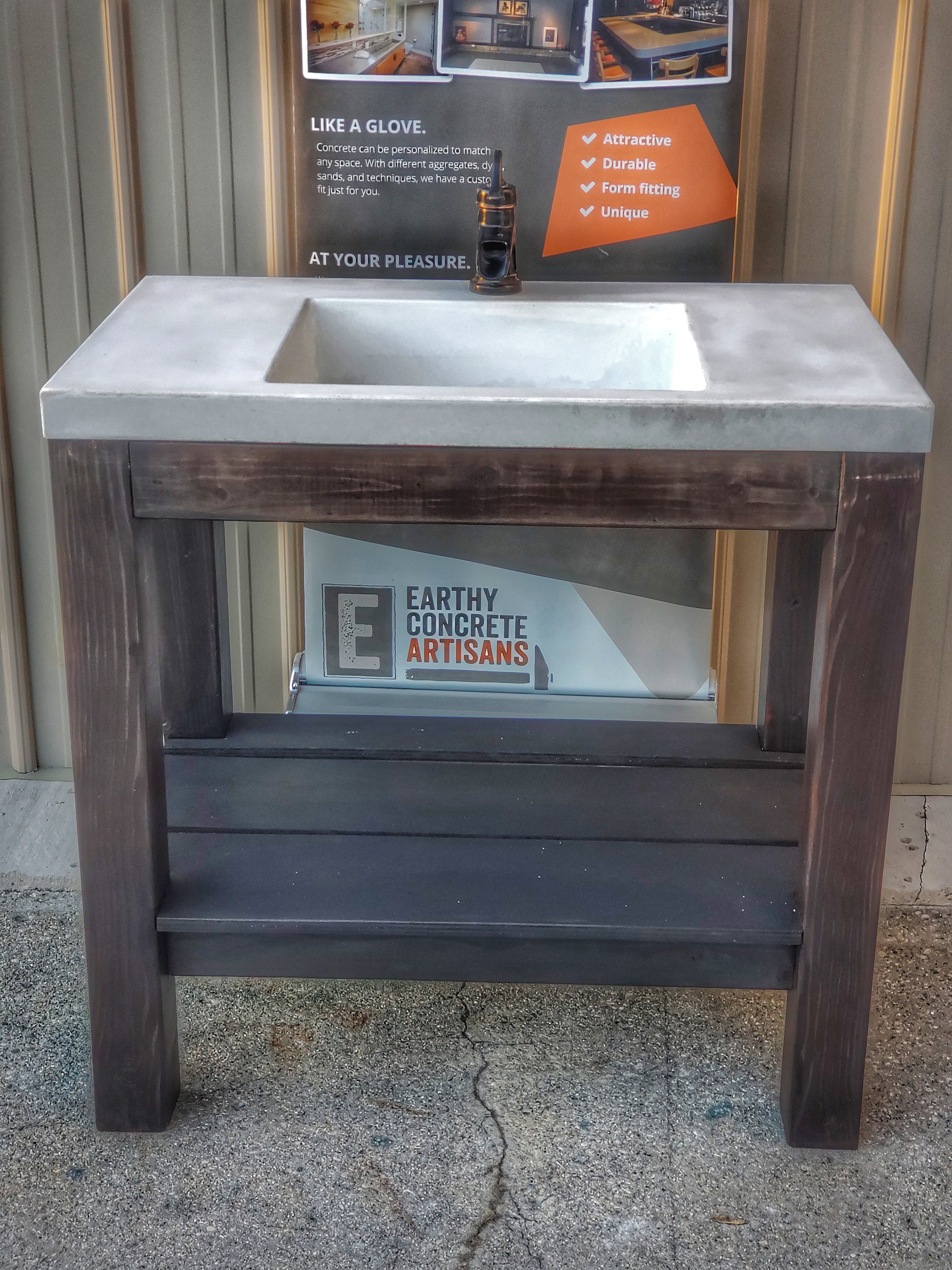 Concrete Vanity Slot Drain Sink Vanity Base Combo Etsy