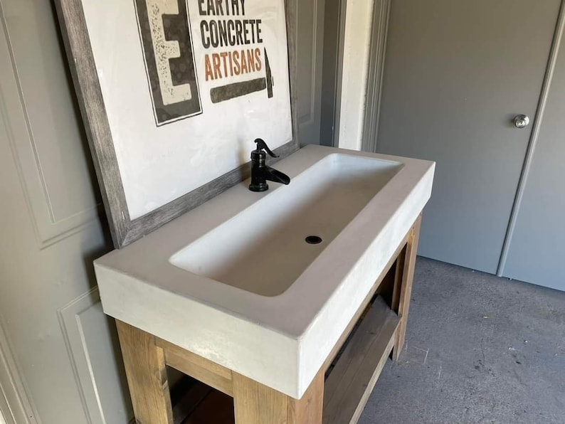 Concrete Trough Sink Vanity Base Combo Etsy
