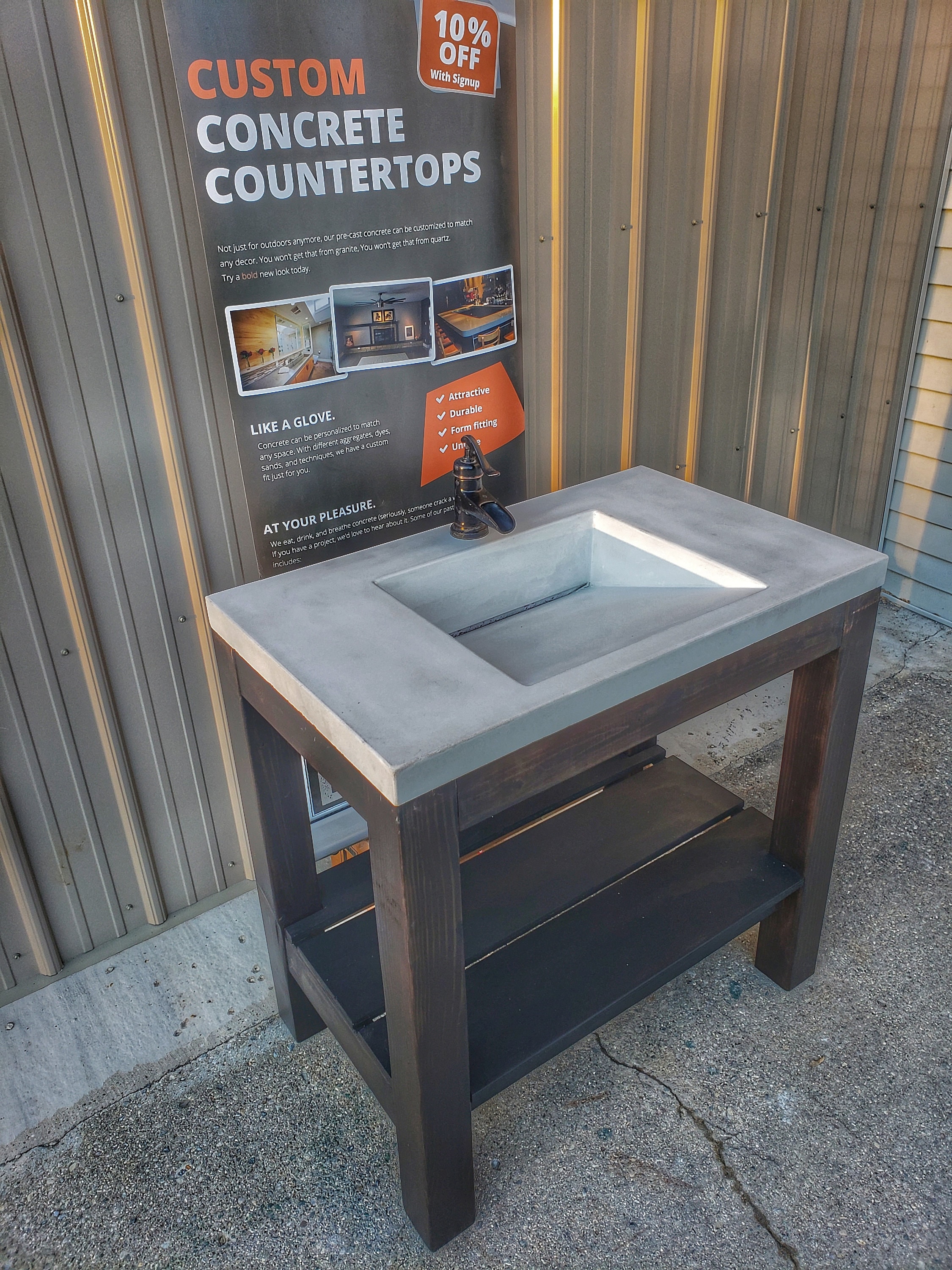 Concrete Vanity Slot Drain Sink Vanity Base Combo Etsy