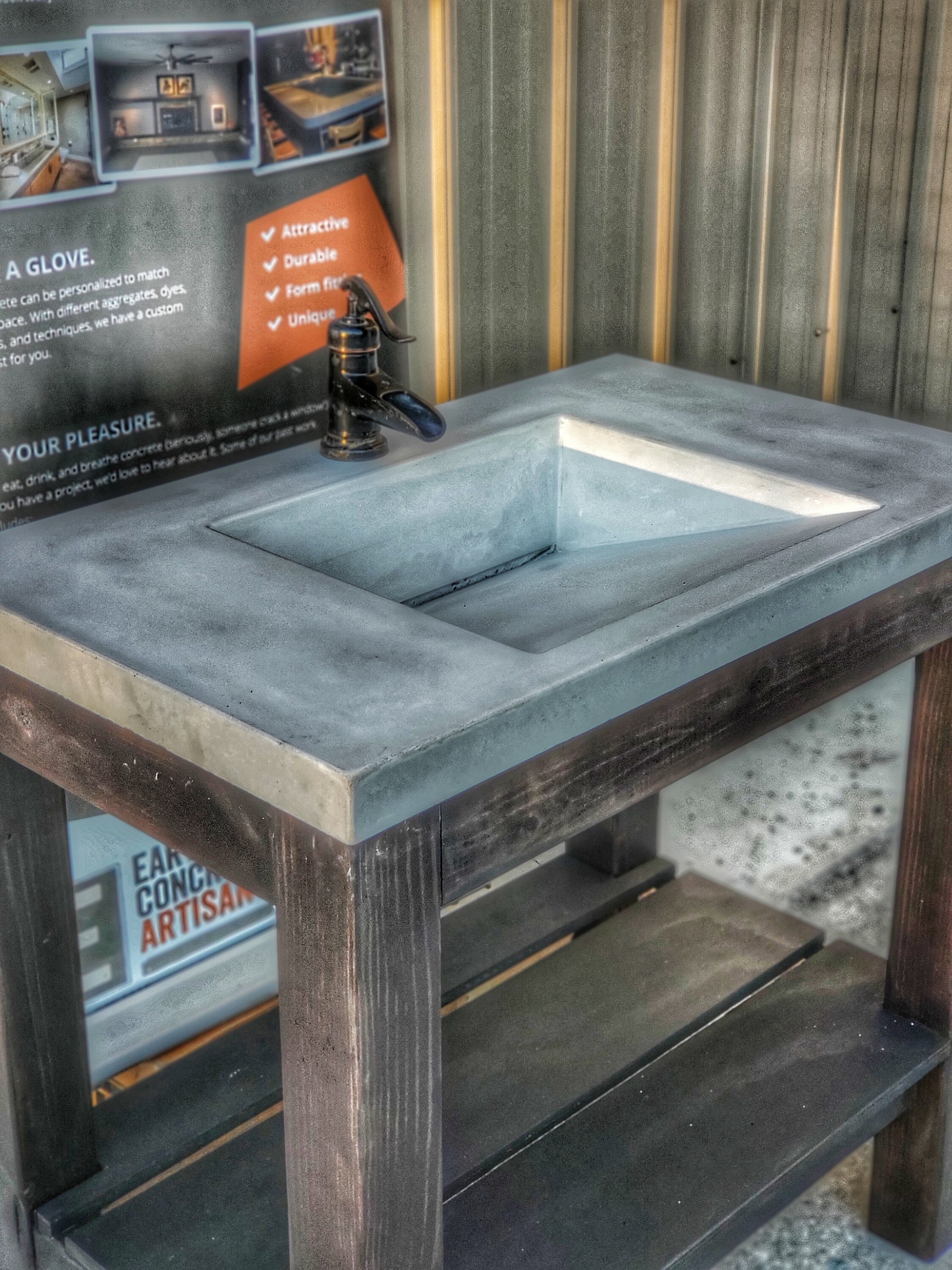 Concrete Vanity Slot Drain Sink Vanity Base Combo Etsy