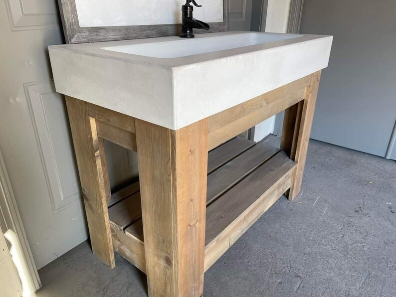 Concrete Trough Sink Vanity Base Combo Etsy