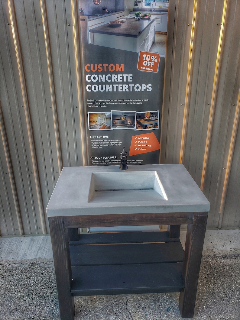 Concrete Vanity Slot Drain Sink Vanity Base Combo Etsy