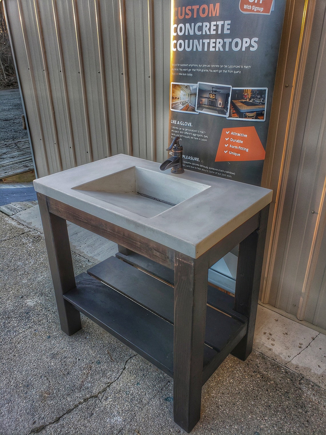 Concrete Vanity Slot Drain Sink Vanity Base Combo Etsy