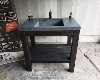 Concrete Vanity Top with Vanity Base (Ramp sink style)