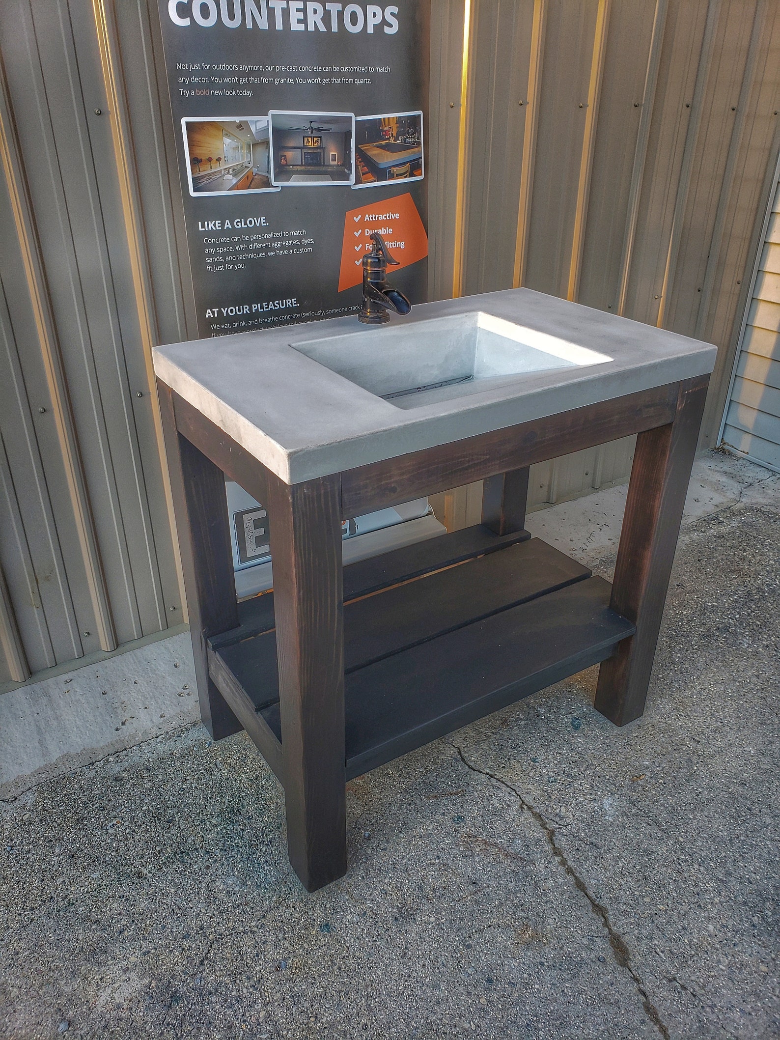 Concrete Vanity Slot Drain Sink Vanity Base Combo Etsy