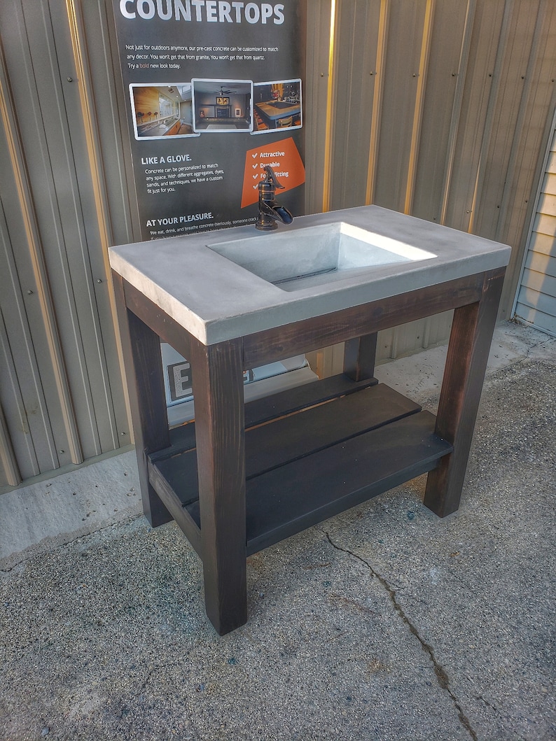 Concrete Vanity Slot Drain Sink Vanity Base Combo Etsy