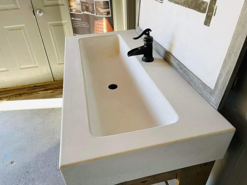 Concrete Trough Sink Vanity Base Combo Etsy