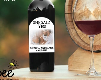 PRINTED Photo Wine Bottle Label, Personalized Wine Label, Custom Wedding Wine Label, Wine Gift, Engaged Wine Label, Wedding Gift, Wine Gift