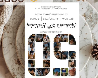 50th Birthday Photo Collage Invitation Template Editable Canva Adult Birthday Invite Custom Picture Party Download
