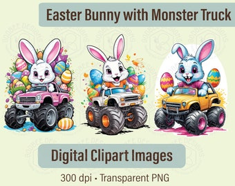 Easter Bunny Monster Truck, Egg Crusher, png sublimation design download, Easter bunny png, Commercial Use, Clipart, Instant Download