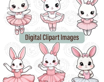 Ballerina Bunnies, clipart, Commercial use, Scrapbooking, Prints, Silhouette, Cricut, Digital PNG