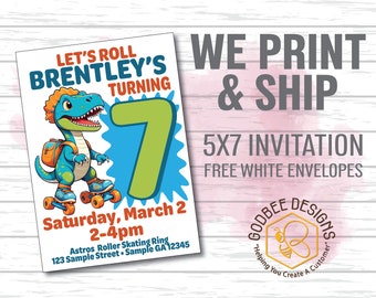 Let's Roll Birthday Party Invitations, We Design, Print, Ship, Girl or Boy Birthday Party, Skate Parties, Rolling Skating,