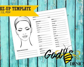 Face Template, Makeup Sales Sheet, Younique, Mary Kay, Avon, Instant download