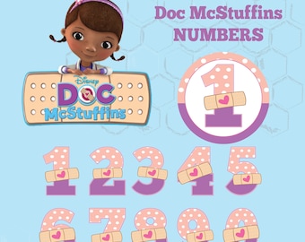 Doc McStuffins Numbers for Birthday Party; Doctor; Silhouette, Cricut, PNG