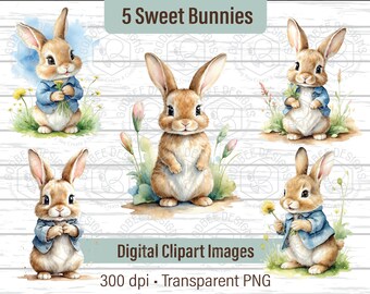Watercolor Easter Bunny, Transparent, Commerical use, Silhouette, Cricut, Scrapbooking, Rabbit