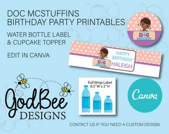 Doc McStuffins Birthday Party Printables Water Bottle and Cupcake Topper