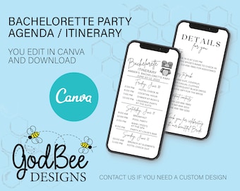 Bachelorette Party agenda; itinerary; wedding day;