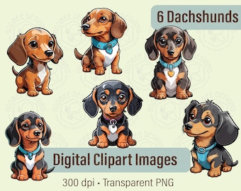 Dachshunds, Weiner Dog, Clipart, Digital Download, Commercial Use, Sublimation, Cute Puppy, Cricut, Shilouette