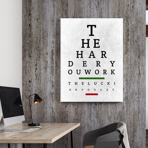 The Harder You Work the Luckier you Get / Motivational Canvas Art / Canvas Print / Office Art / Motivational Quotes / Success Canvas Art