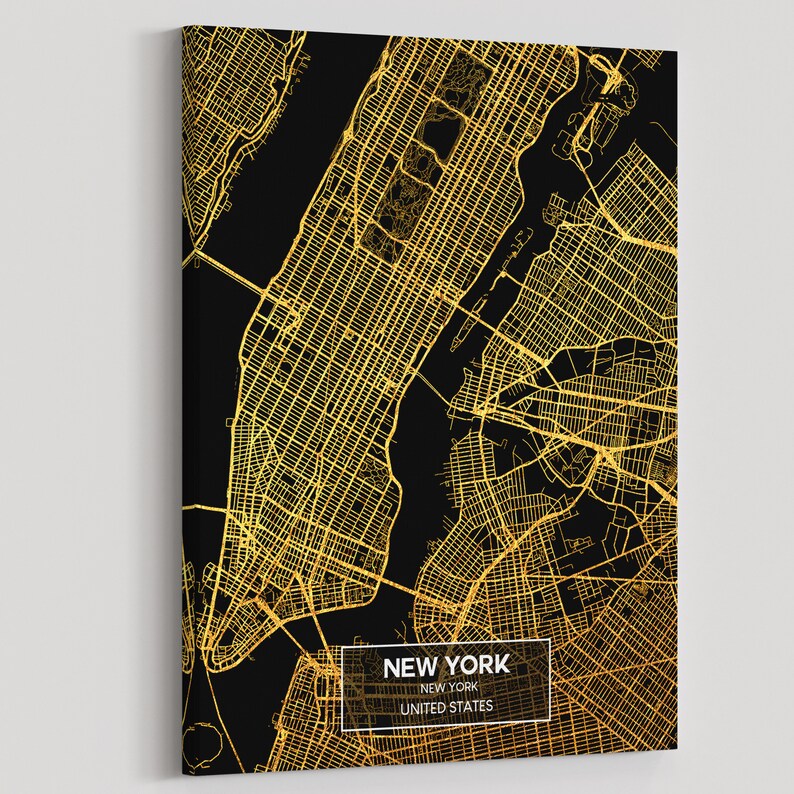 New York City Map Canvas Print / New York Map New York Print Etsy