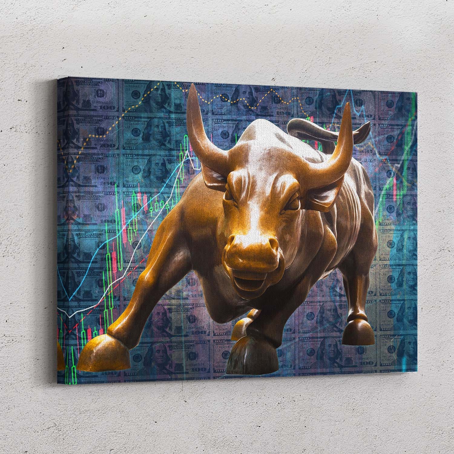 Charging Bull Canvas Art / Wall Street Bull Wall Art Art for Etsy