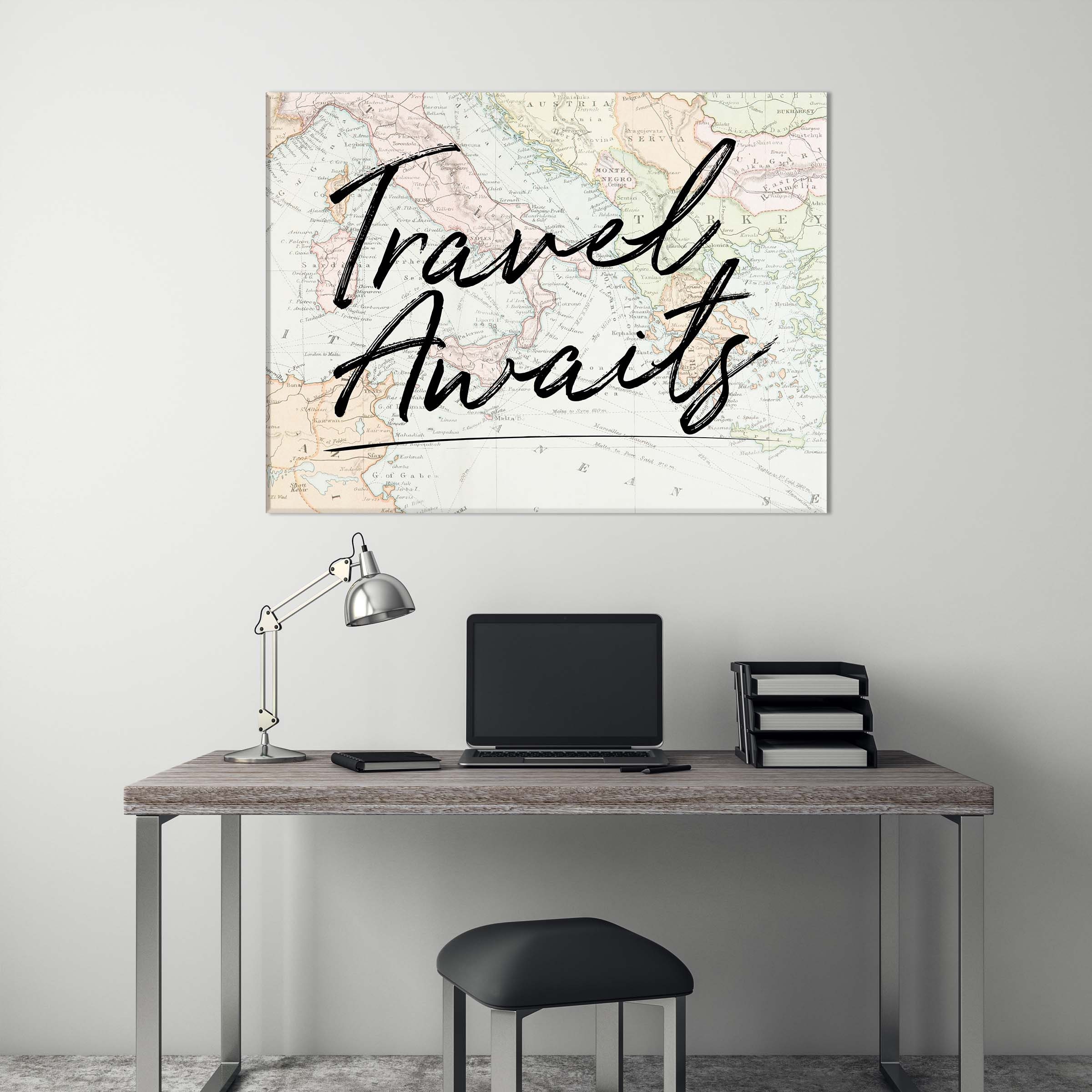 Travel Awaits Travel Canvas Art / Travel Wall Decor / World Etsy