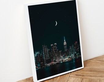 NYC Night Wall Art, NYC Night Print, Canvas Wall Art, Gallery Wall Prints, NYC Night Poster, Home Decor, New York City Night
