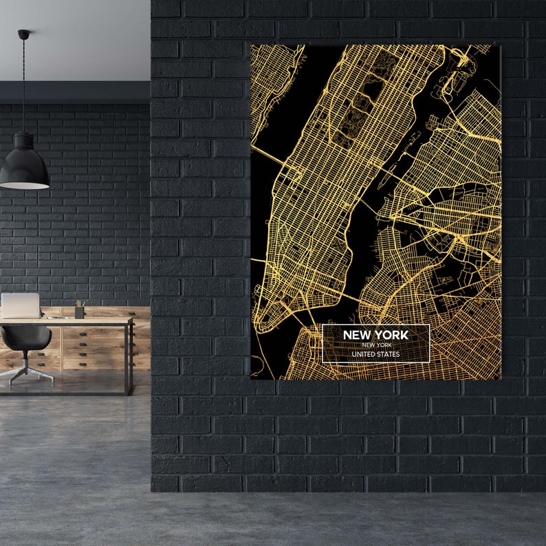 New York City Map Canvas Print / New York Map New York Print Etsy