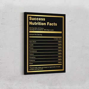 Success Nutritional Facts Canvas Print  (Secret to success / Success Nutrition / Success Wall Decor)