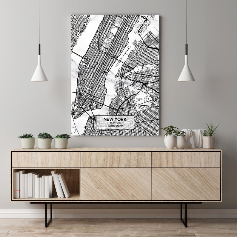 New York City Map Canvas Print / New York Map New York Print Etsy