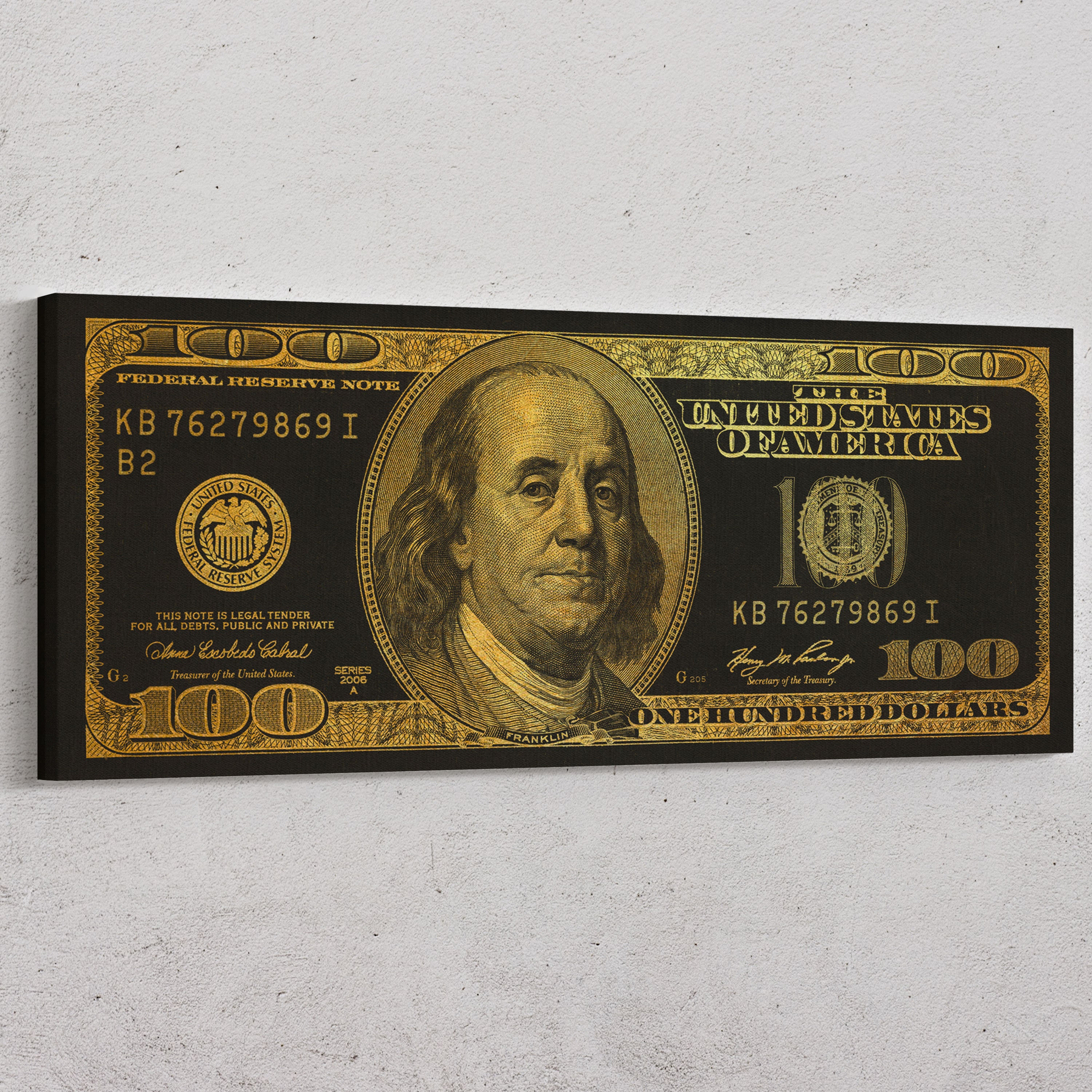 Money Art 100 Dollar Bill Canvas Classic 100 Dollar Etsy